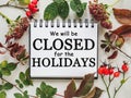 Signboard with the inscription We will be closed Royalty Free Stock Photo