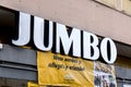 Signboard of Jumbo supermarket at the chain`s Leiden branch, The Netherlands