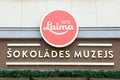 Signboard on the Laima chocolate factory, the most well-known brand of sweets in the Baltic States Royalty Free Stock Photo