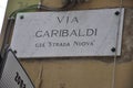 Signboard Marble Plaque with Via Garibaldi from Genoa City. Liguria, Italy