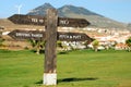 Signboard in Porto Santo golf course. Porto Santo island, Madeira. Portugal