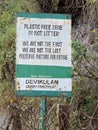 Signboard to protect environment and stop plastic use in Kerala, India