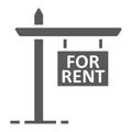 Signboard for rent glyph icon, real estate Royalty Free Stock Photo