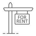 Signboard for rent thin line icon, real estate Royalty Free Stock Photo