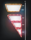 Signboard retro style with lamps. Vintage banner with light bulbs