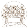 Signboard saloon pointer. Illustration on the theme of the Wild West