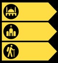 Signboard set on road for pointing direction. Signpost to church, mosque and hiking trail. Landsmark - arrow boards