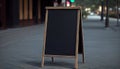 Signboard on the street. Empty menu board stand. Restaurant sidewalk chalkboard sign board. Freestanding Royalty Free Stock Photo