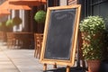 Signboard on the street. Empty menu stand. A sign on the sidewalk of a restaurant.