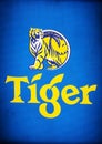 Signboard Tiger beer with logo in the bar