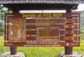 Signboard to indicate direction and information about the trekking paths in National Park Los Glaciares, Patagonia.