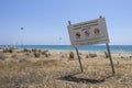 Signboard on turtle breeding beach in Cyprus