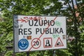 Signboard of the Uzupio Res publica in Vilnus, Lithuania