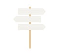 Signboard with wooden pole. Direction sign post with arrow. Street road boards. Realistic signpost to choose road or Royalty Free Stock Photo