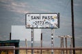 Signboard "Sani Pass 2873m" in the street on the border between Lesotho and South Africa