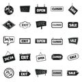 Signboards with text Design Elements icons set in silhouette style Royalty Free Stock Photo