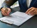 Signed agreement document, symbolizing contracts, legal binding, and formal agreements