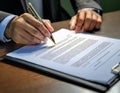 Signed agreement document, symbolizing contracts, legal binding, and formal agreements