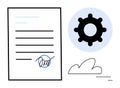 Signed Document with Gear Icon for Workflow and Automation Processes Royalty Free Stock Photo