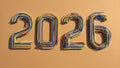 2026 Typography From Colorful Electric Cables On Orange Background. Bright Year Digits For Technology, Design And Innovation Proj Royalty Free Stock Photo