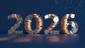 2026 Digits Filled With Euro Coins. Financial Typography On Blue Background Representing Economy And Wealth Concepts Royalty Free Stock Photo
