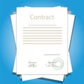 Signed paper deal contract agreement business vector illustration