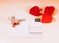 Signing cards to your loved ones on Valentine`s Day Royalty Free Stock Photo