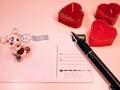 Signing cards to your loved ones on Valentine`s Day Royalty Free Stock Photo