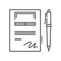Signing contract concept icon, linear isolated illustration, thin line vector, web design sign, outline concept symbol Royalty Free Stock Photo