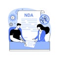 Signing non-disclosure agreement isolated cartoon vector illustrations.