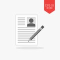 Signing resume icon. Flat design gray color symbol. Modern UI we