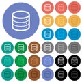 Signle database round flat multi colored icons