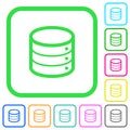 Signle database vivid colored flat icons icons