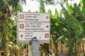 Signpost about Badavilinga and Lakshmi Narasimha Temple in Hampi, India