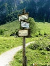 Signpost in Bavaria at Koenigssee Royalty Free Stock Photo