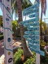 A signpost in the Big Game Club in Bimini, Bahamas