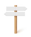 Signpost with blank direction signs on road. Wooden stick with white arrow boards vector illustration. Retro street post Royalty Free Stock Photo