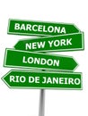 Signpost with city names