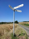 Signpost to Tibenham and Forncett, Norfolk, England, UK Royalty Free Stock Photo