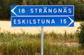 Strangnas and Eskilstuna signpost
