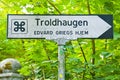Signpost of Edvard Grieg Museum Troldhaugen in Bergen