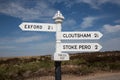 Signpost in the Exmoor known as Porlock Post, Somerset UK