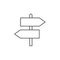 Signpost flat icon. Single high quality outline symbol of camping for web design or mobile app. Thin line signs of