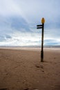 Signpost on Formby Beach, UK Royalty Free Stock Photo