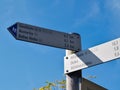 Signpost with hiking paths in Muellenborn, Germany