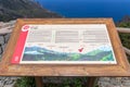 Signpost and information board for hikers and holidaymakers on the island of Tenerife, Canary Islands, Spain