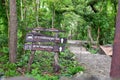 Signpost in the Khao Kradong forest park is locatd in Buriram, Thailand.