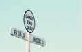 Signpost at Land`s End Cornwall UK. Land`s End to John o` Groats is the traversal of the whole length of the Great Britain betwe Royalty Free Stock Photo