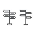 Signpost line and glyph icon, decision