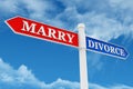 Signpost with marry and divorce concept